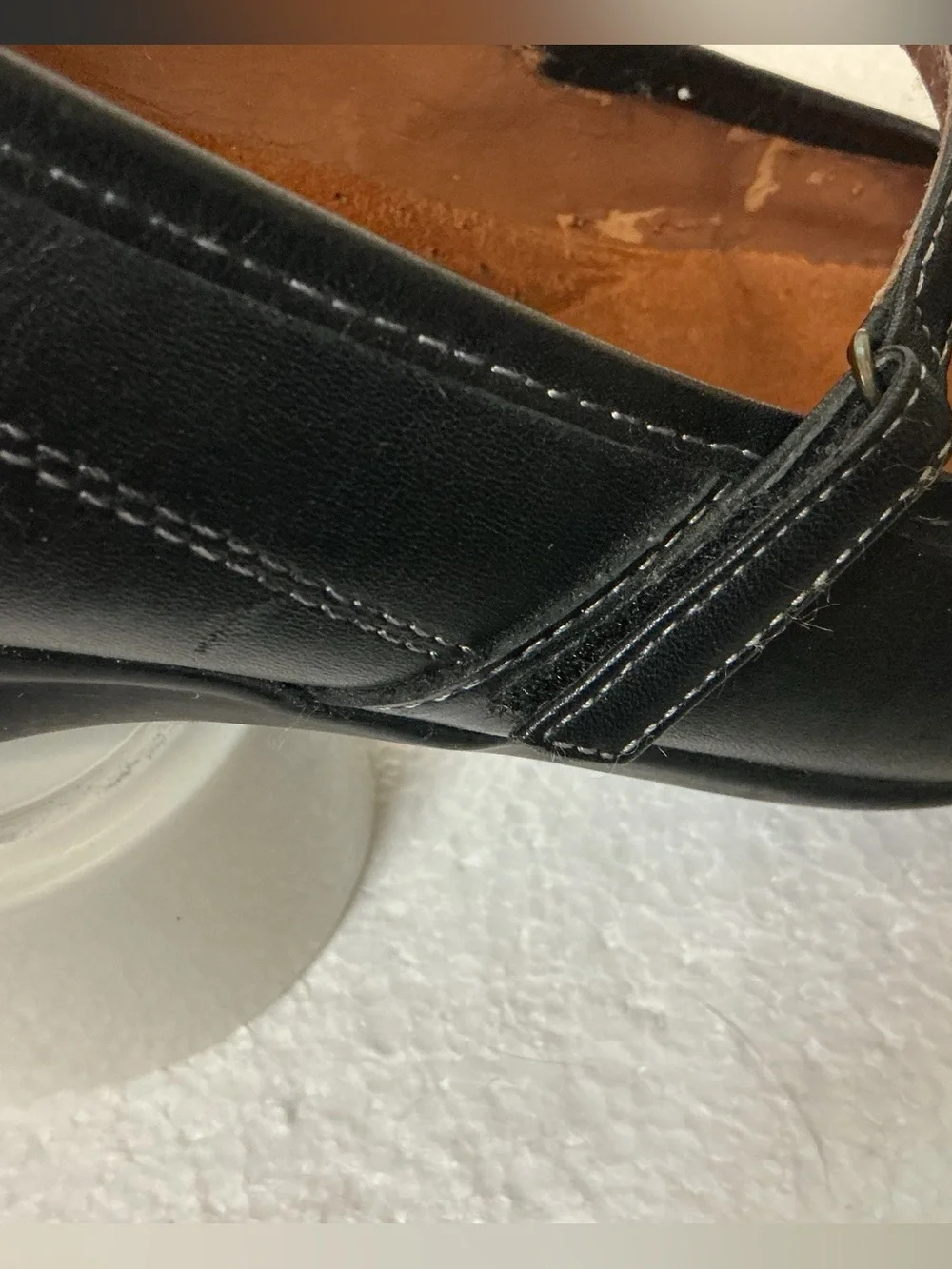 ❌❌❌sld14 Mary Jane Shoes Women 9M Black Leather Comfort Low Wedge